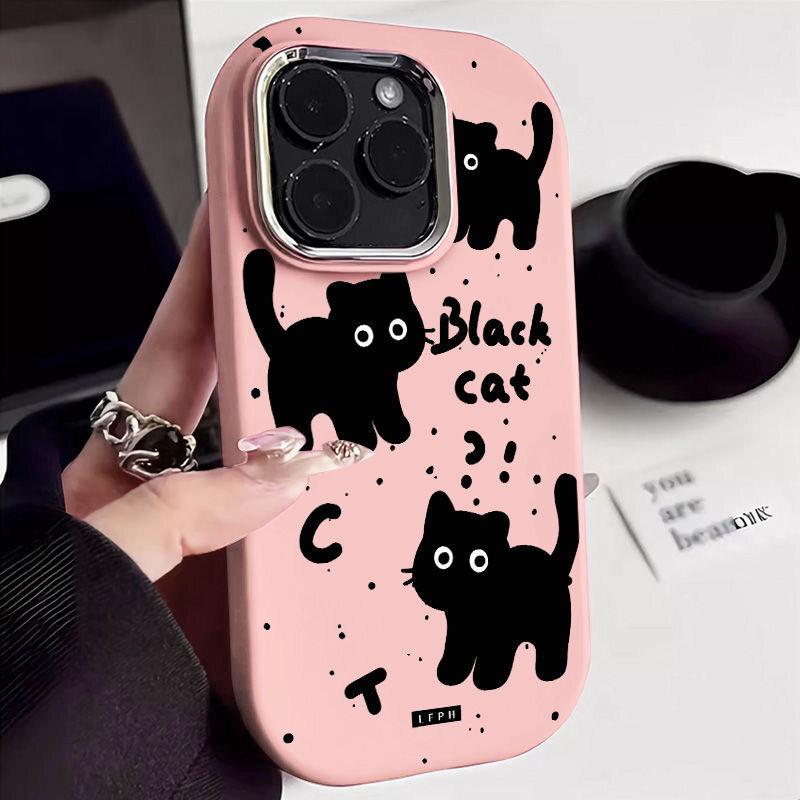 Милый Черный Кот Мягкий Чехол Для Samsung S25 S24 S23 S22 Plus Ultra S23 S24 S20 S21FE A16 A53 A32 A51 A71 A31 A24 Note 20Ultra Чехол