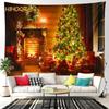 Christmas Tapestry Santa Claus Aesthetic Room Decor Christmas Fireplace Background Tapestry Wall Hanging Home Holiday Decoration