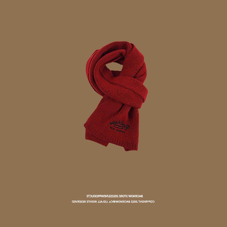 Imitation Cashmere Scarf for Girls In Winter New Korean Style Solid Color Fashionable Wool Small Scarf for Couples and Men