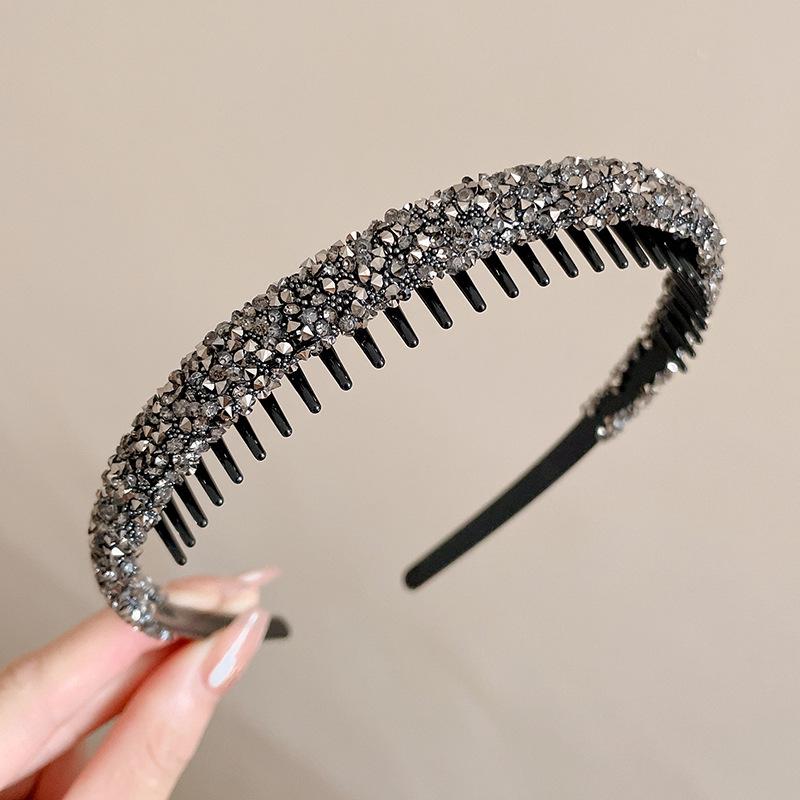 Элегантная бархатная зубчатая нескользящая повязка для волос и резинка для волос со стразами для женщин