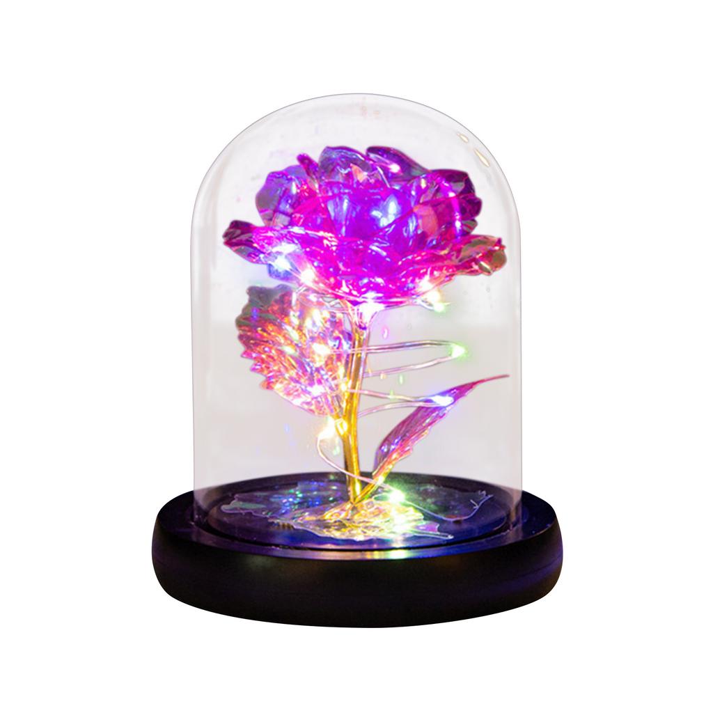 Artificial Rose Flowers Glass Rose LED Light  Gift For Valentine's Day