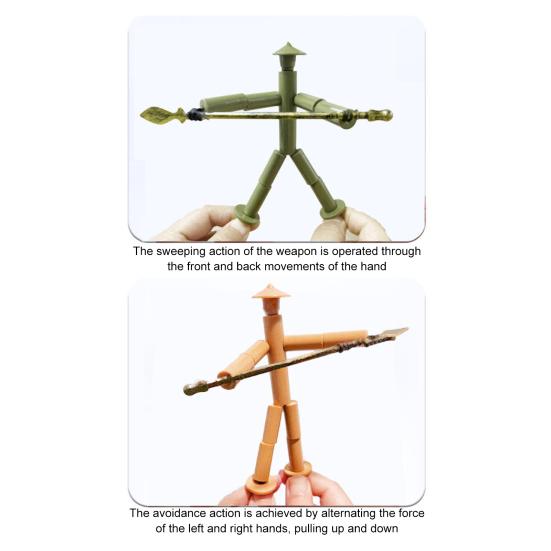 1 Set 12 Weapons Man Battle Toy with Bamboo PK Table Funny Rope Controlled 2 Players Handmade