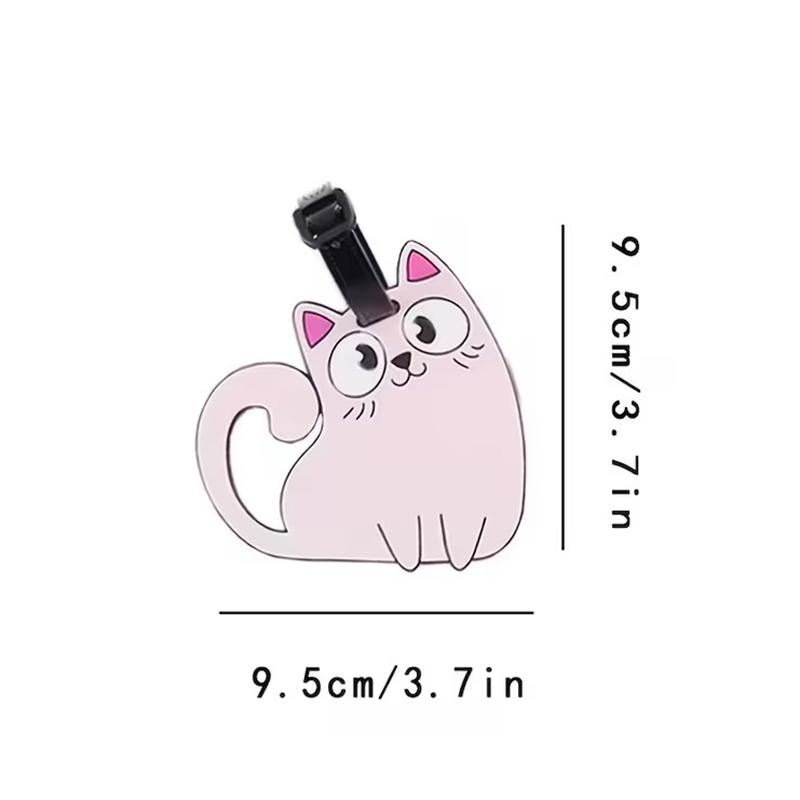 2-piece Cute Cat Pattern Luggage Tag Portable Travel Baggage Identifier Label with Name Card Slot for Suitcase Backpack Accessor