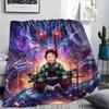 Demon Slayer Tanjiro Flannel Blanket Print Warm Comfortable for Daily Rest Bedroom Sofa Picnic Travel.-TING