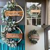 Wreath Welcome Door With Flower And Wooden Beads For Garden Wall Decor Art