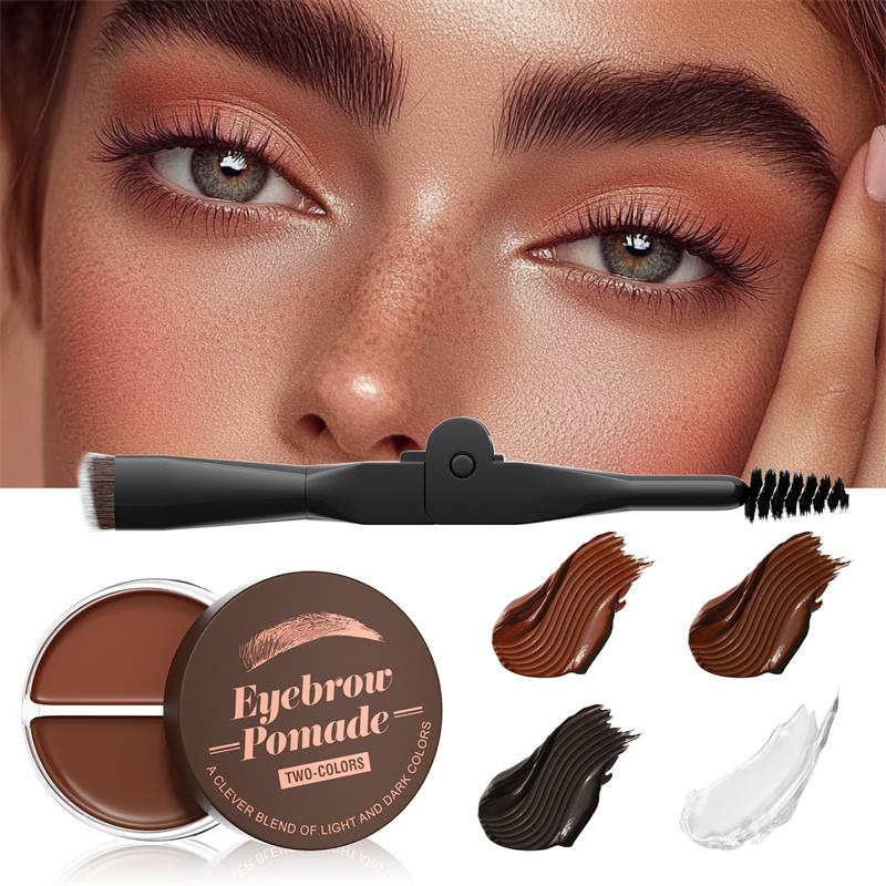 Two-tone Waterproof Natural Mud Brow Paste Eyebrow Gel Bushy Wild Brows for Perfect Eyebrow Shape with Eyebrow Brush Inside