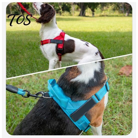 Ergonomic Pressure Relief Dog Harness No Pull Harness, Adjustable Nylon Vest with Handle, Breathable Dash-proof Control for Hiking Padded Medium Large