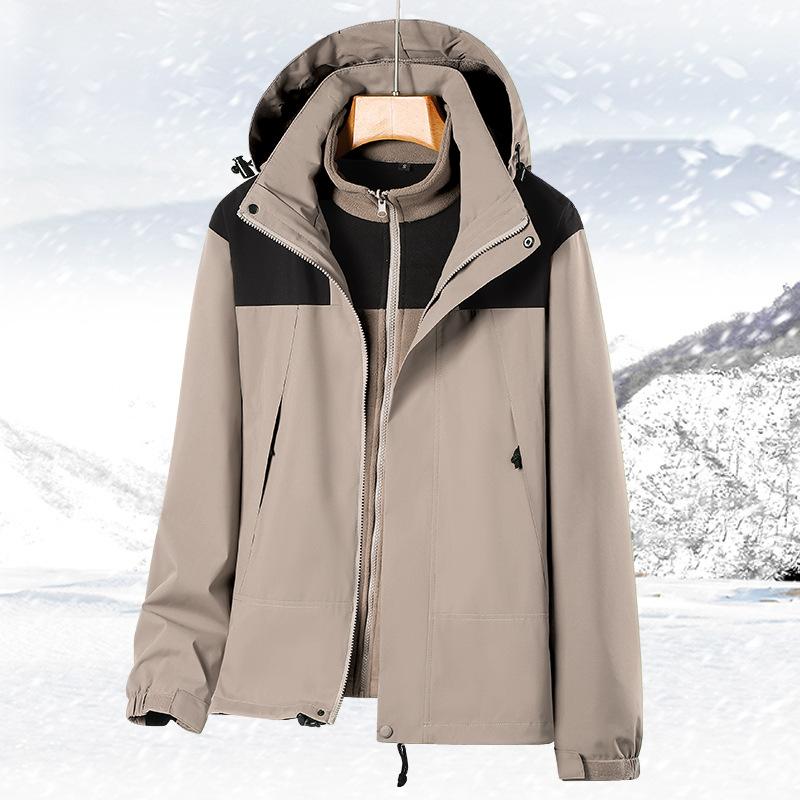 Осень и зима новая куртка три-в-одном уличная парная куртка съемный капюшон водонепроницаемая ветрозащитная куртка