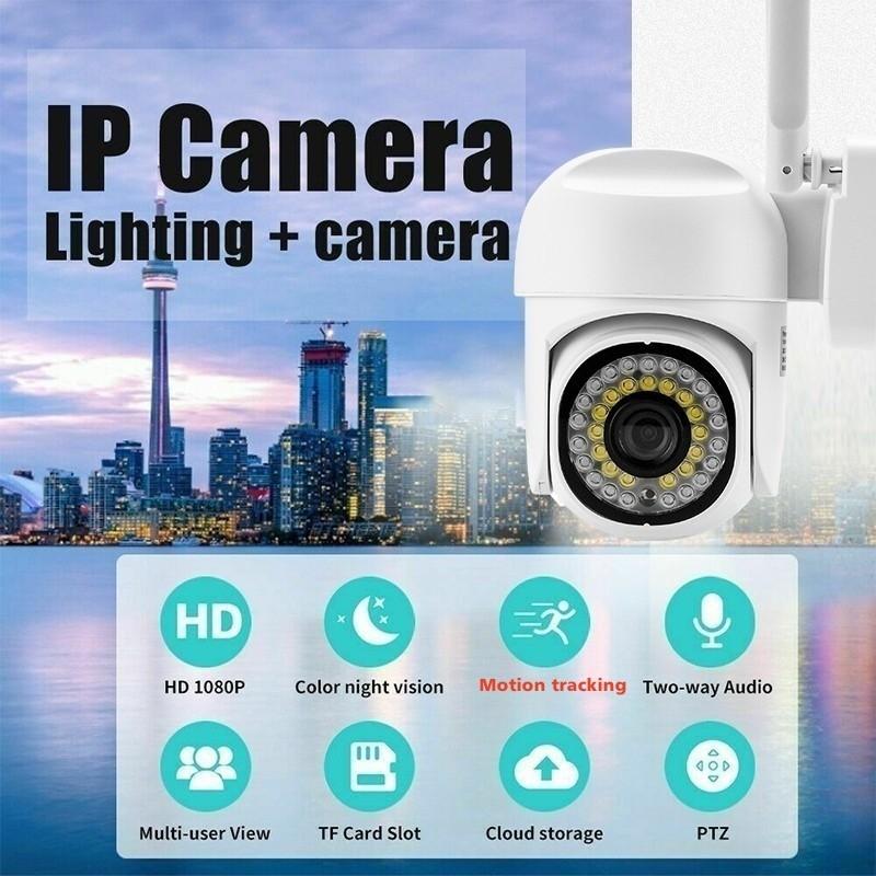 Наружное 1080P Wi-Fi наблюдение, 36 лампочек, PTZ-управление, панорамная IP-камера, полноцветная видеокамера ночного видения, поддержка двусторонней внутренней связи