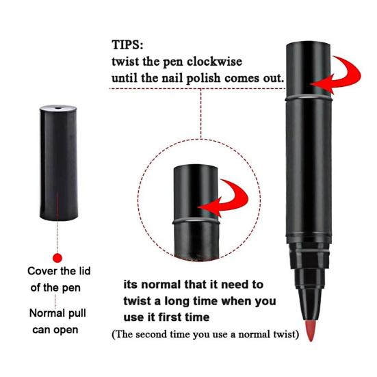 1/6Pcs Nail Polish Pen 3-in-1 Quick Dry Long Lasting High Gloss DIY Manicure Nail Art Natural Nude Women Girls Fingernail Toenail Gel Polish Pen