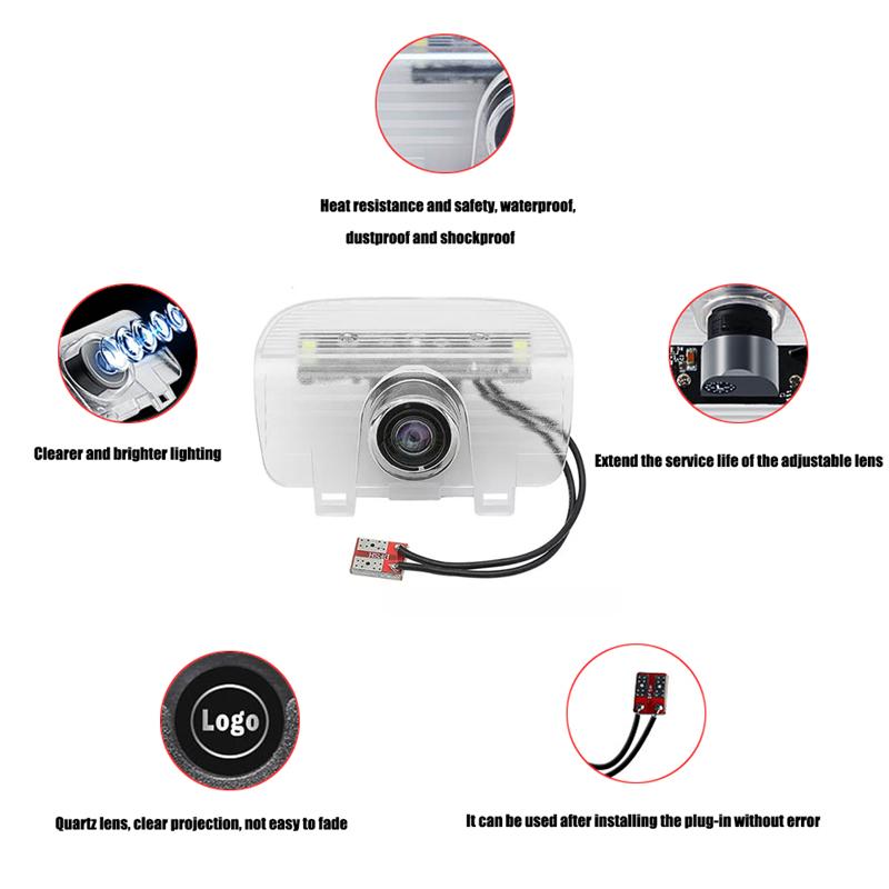 2Pcs Car Door Projector LED Light Ghost Shadow Welcome Lamp For Honda CRZ 2010 2011 2012 2013 2014 2015 2016 2017 2018 2019-2021