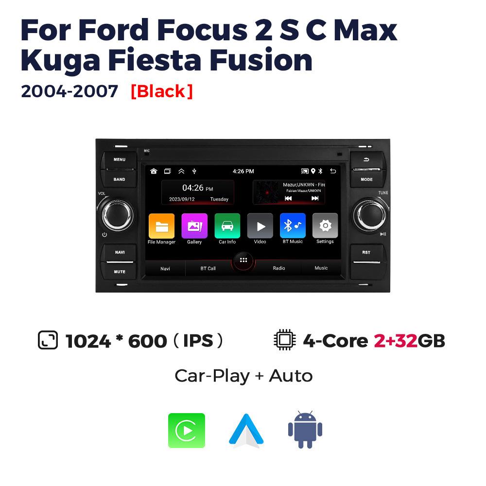 7'' 2Din Android Car Radio Carplay For Ford Focus 2007 Mondeo S-max C-max Kuga Galaxy Fiesta Transit Fusion Connect Video Player