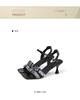 [Chinese Style Aesthetics] Women's Sandals Summer Sheepskin Square Head, Open Toe, Fine High Heels, Braided Strap, Roman Sandals for Women