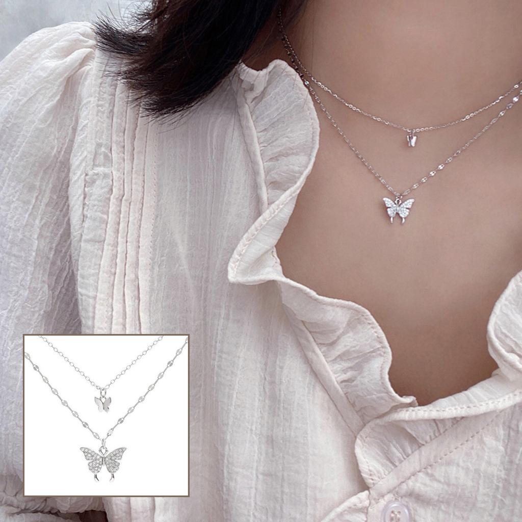 Luxury Rhinestone Clavicle Chain Choker Elegant Moon Butterfly Necklace Pendant For Women Girls Party Wedding Jewelry Accessories