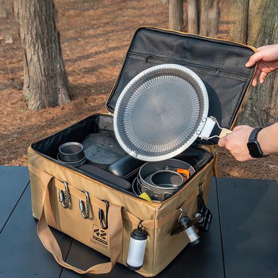 Тактическая сумка для хранения для кемпинга 42 л, органайзер-тоут с перегородками, водонепроницаемая ткань Оксфорд, складной органайзер для посуды для кемпинга, путешествий, автомобиля