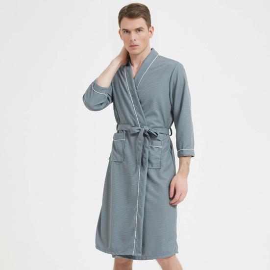 Мужской весенне-осенний халат однотонный ночной халат длиной до колена мягкий домашний халат для отдыха пижама для пар