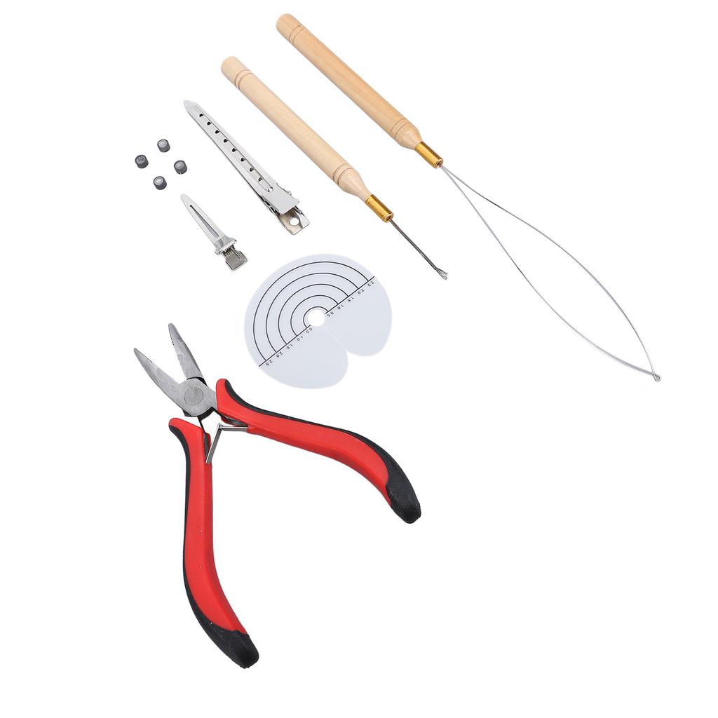 Набор инструментов для наращивания волос Силиконовые кольца Щипцы для волос Вытягивающие крючки Иглы Петли Нити Теплоизоляция