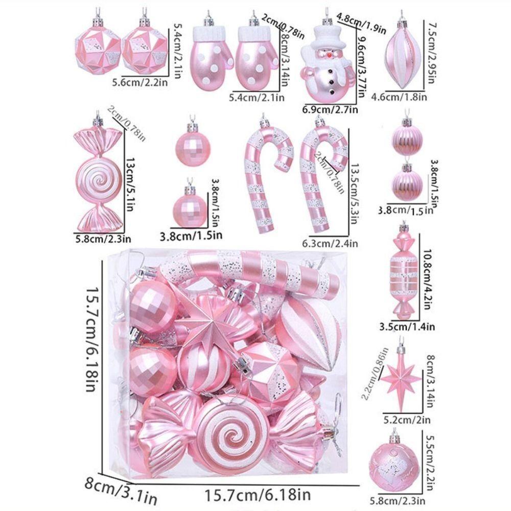 16Pcs Plastic Christmas Tree Decorations Cartoon Christmas Tree Pendant NEW Xmas Hanging Ball Set