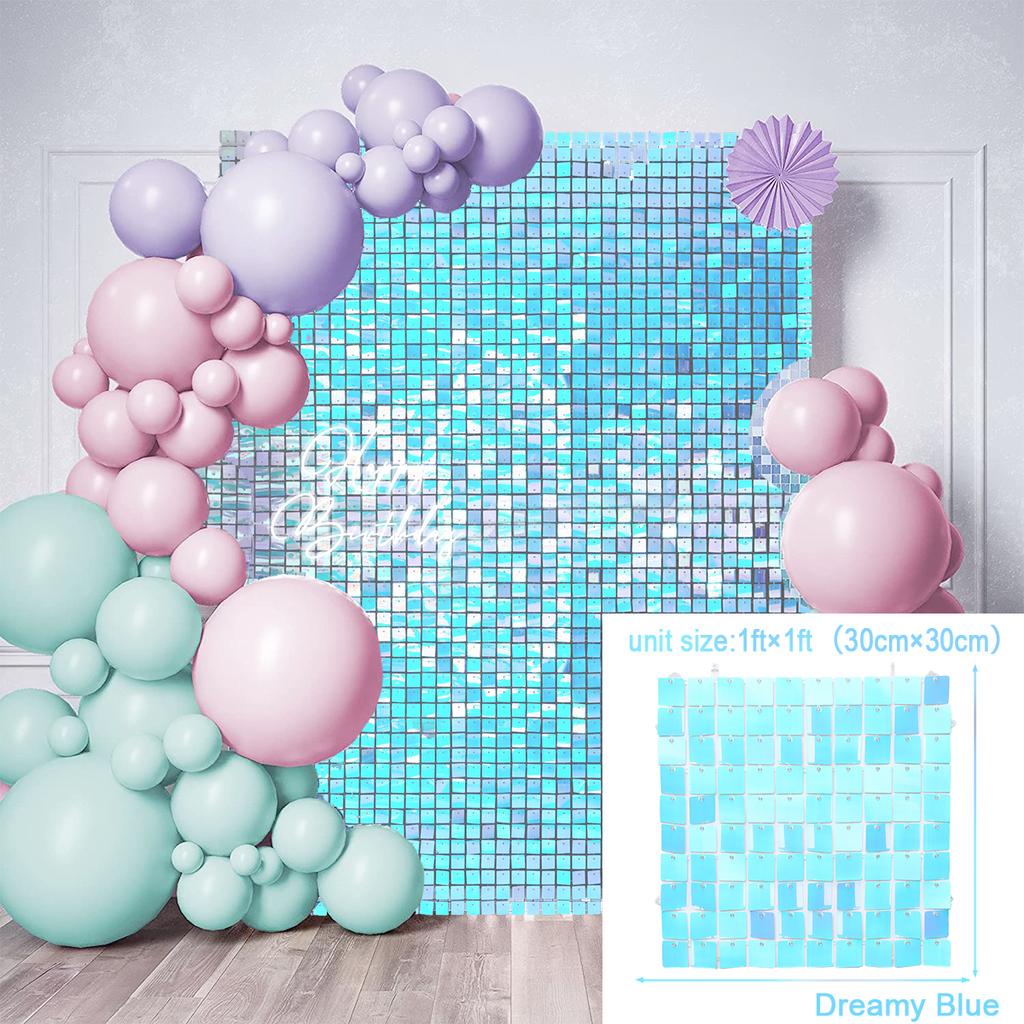 Iridescent Party Sequin Backdrop Glitter Shimmer Square Sequin Panel Wall Popular Wedding Decor Baby Shower Birthday Decoration