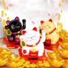 New Chinese Lucky Wealth Waving Cat Gold Waving Hand Cat Home Decor Welcome Waving Cat Sculpture Statue Decor Car Ornament