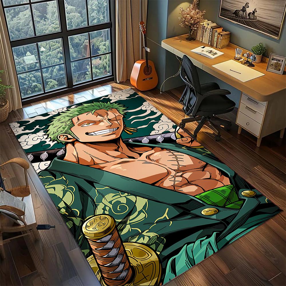 Roronoa Zoro Three Sword Style Santoryu Rug Carpet Large Area Rug Non Slip Washable Floor Mat Gamer Room Bedroom Home Decor