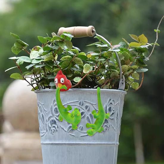 Yousheng 2 шт. Кашпо Статуэтка геккона Подвесная Фигурка лазающей ящерицы Подвеска для цветочного горшка Декорация Смола Геккон для офиса Цветочный горшок Уличное растение