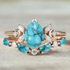 Luxury Bohemian Fashion Water Drop Ring, Light Luxury Diamond-set Turquoise Personalized Design Ring Wholesale