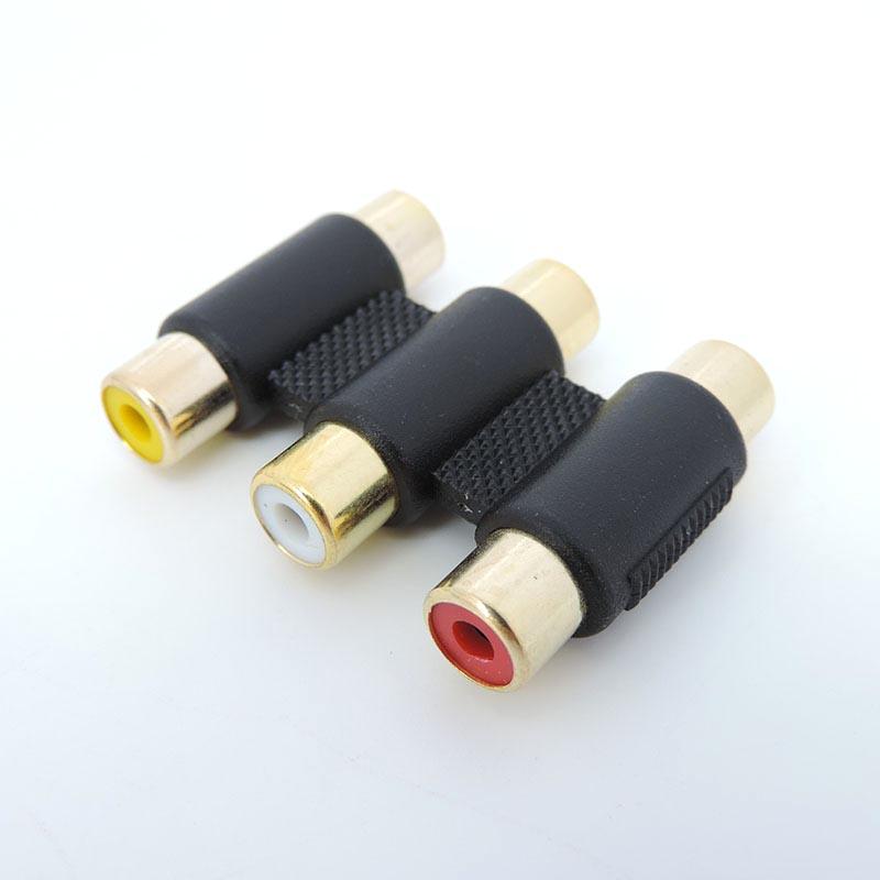 1pcs Audio Video Connector RCA 2rca 3rca Female To RCA 2rca 3rca Female AV Coupler Gold Plated Adapter Plug Socket Converter