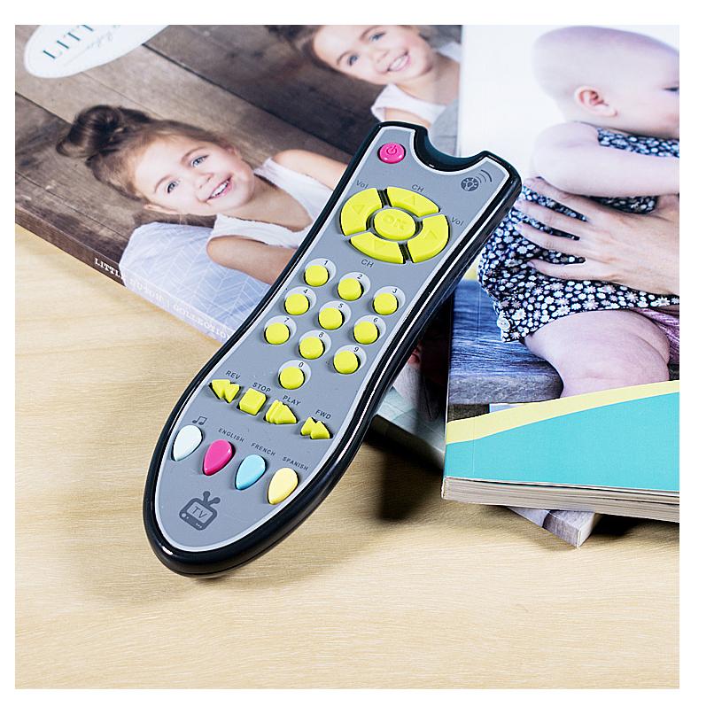 Игрушка-телевизор с дистанционным управлением, музыкальная игра со светом и звуком для детей от 6 месяцев, мальчиков и девочек, с тремя языковыми режимами: английский, французский и испанский