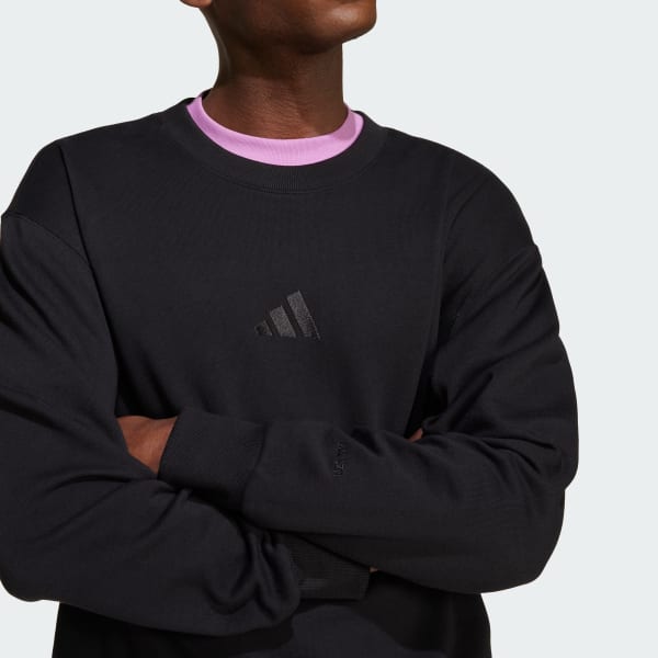 adidas Толстовка мужская с длинным рукавом с фактурным ребристым воротником и логотипом, цвет черный IX1261