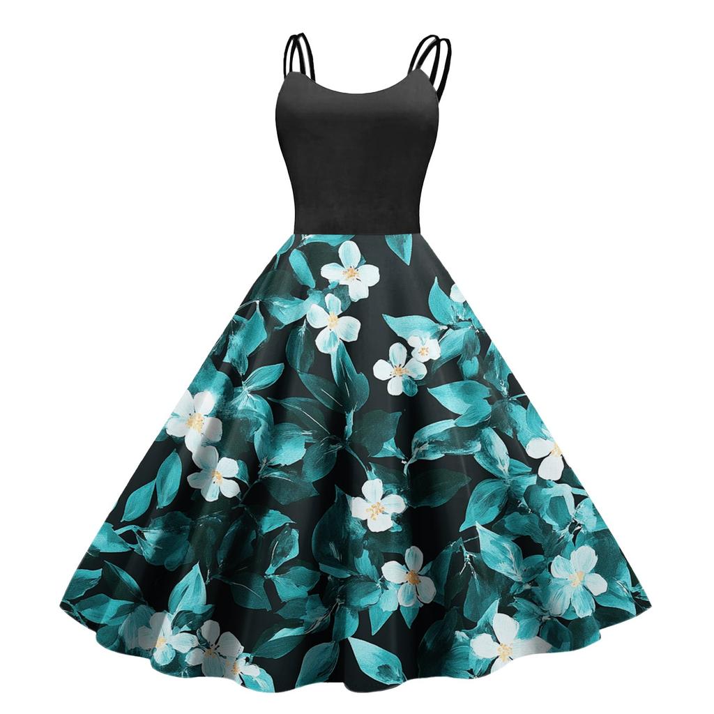 Women's Casual Fashion Print Sexy Off Shoulder Punk Retro Dress Retro Dress Dress