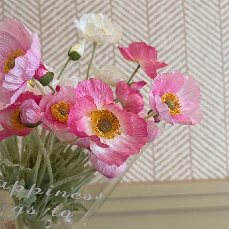 Высококачественные красивые искусственные цветы мака из шелка для дома