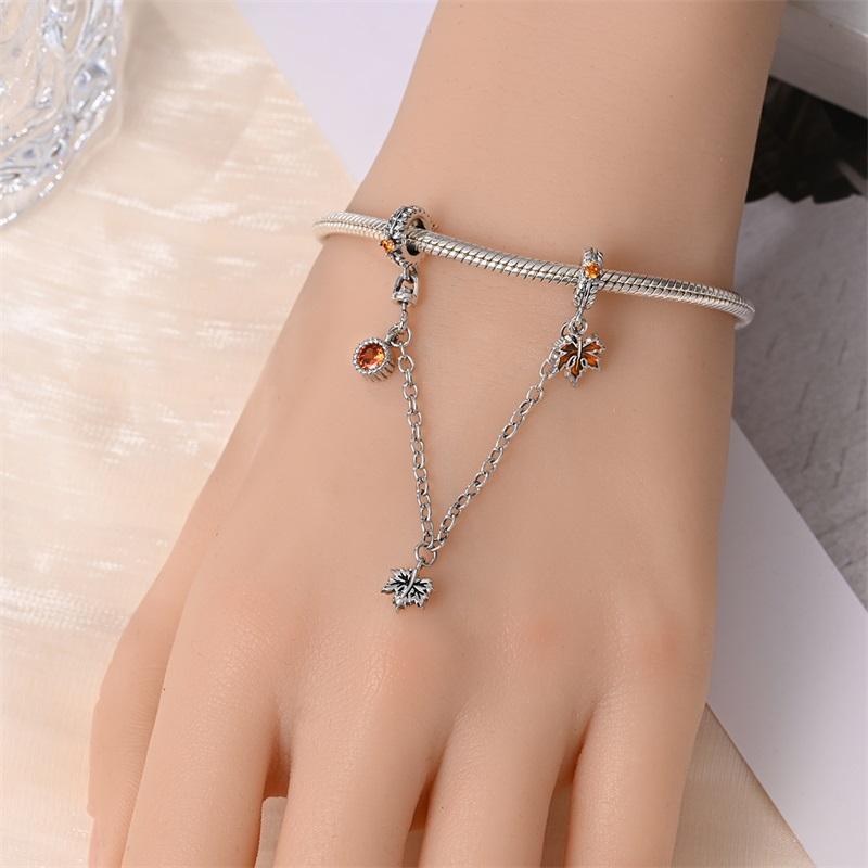 Fashion Spring Lucky Four Leaf Clover Series Copper Charms Beads Fit Original Bracelet Diy Jewelry