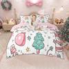 Homewish Christmas Tree Duvet Cover Set for Children, Xmas Gingerbread Bedding Set, Santa Claus Comforter Cover Set