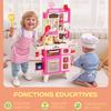 Children's Toy Kitchen, Play Kitchen, Lights and Sounds, 52.5 x 22 x 100 cm, Pink