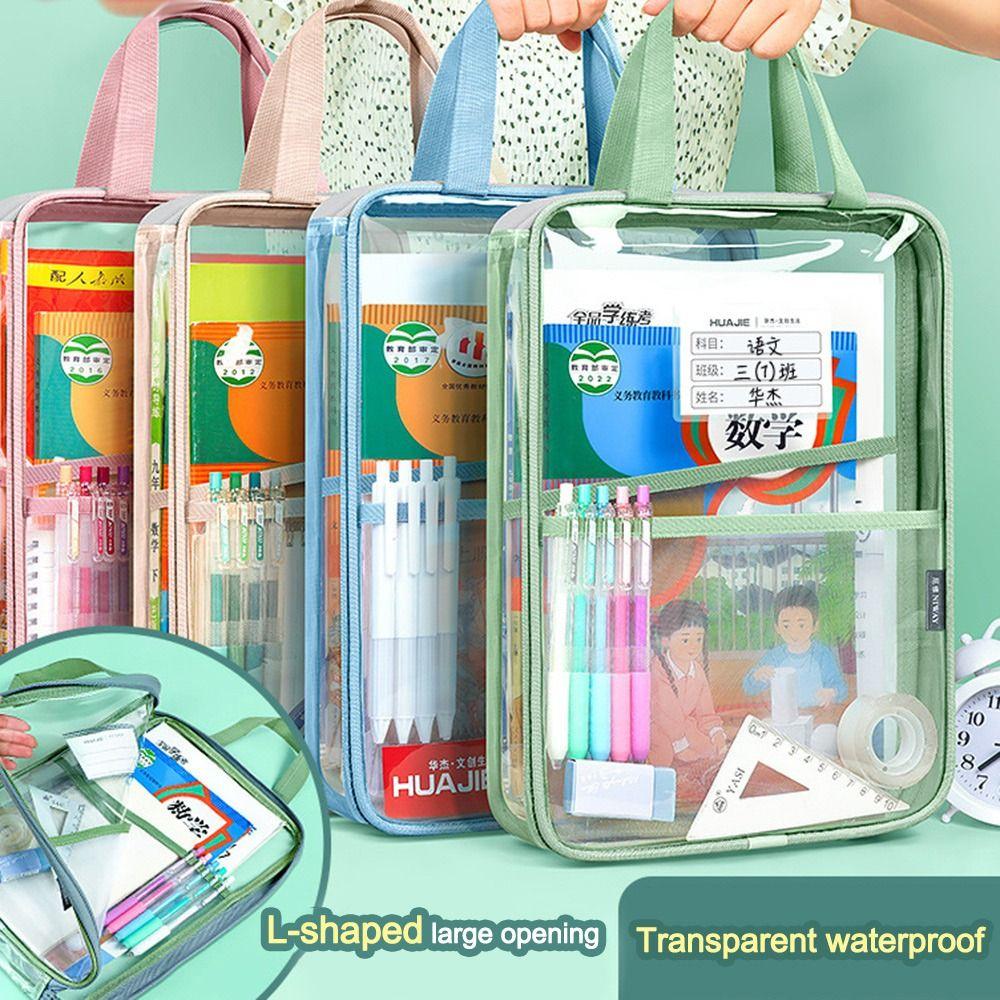Large-capacity Tote School Bag Transparent Test Papers Document Bag Portable Tutorial Bag Student