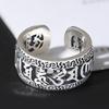 Hollow Six-character Mantra Ring with Open Opening for Men and Women, Protective Trendy Men's Retro Single Ring
