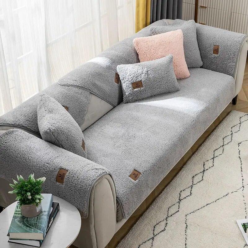 Шерстяная бархатная подушка для дивана, утепленная, нескользящая, чехол для дивана, универсальный чехол для дивана на четыре сезона, универсальное полотенце для гостиной