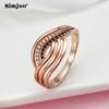 SIMJOO кольцо из розового золота с гравировкой, черно-белое кольцо с цирконом для женщин