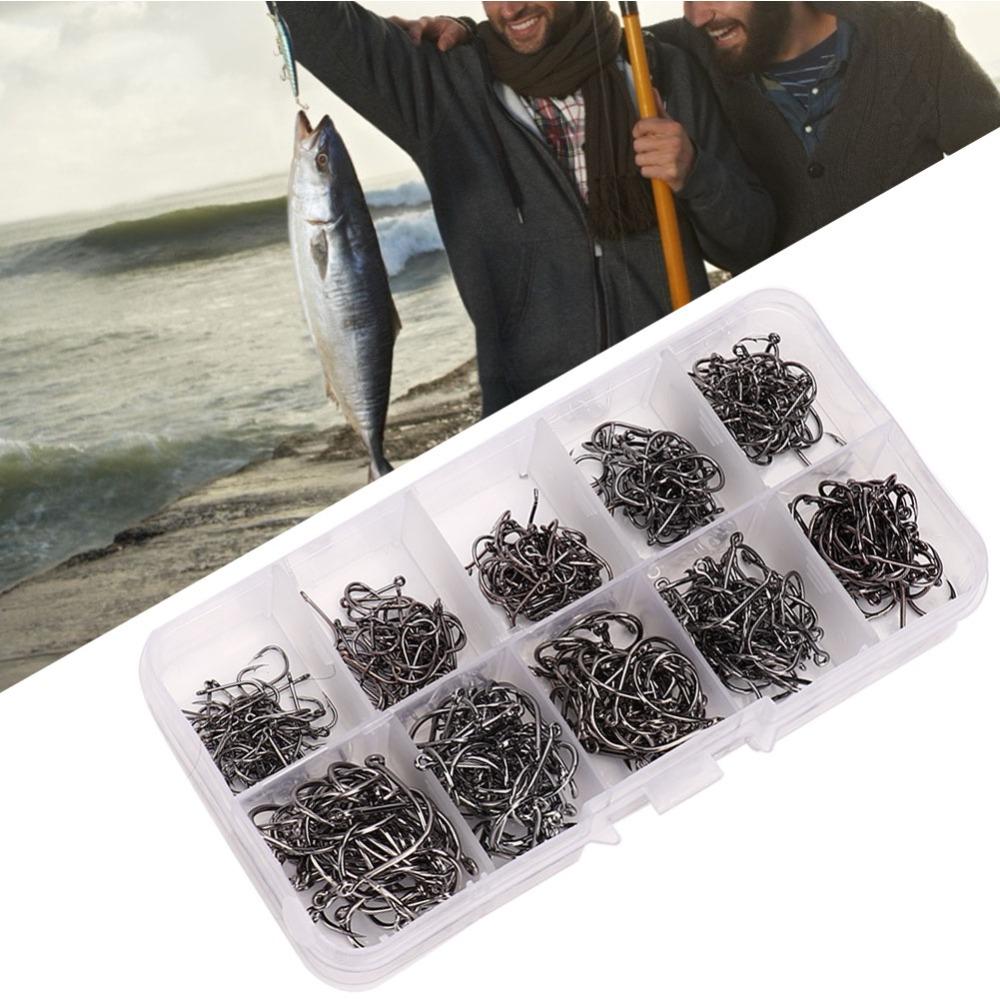 500PCS Sharpened Barb Fishing Hooks Set High Carbon Steel Fishing Hooks  Freshwater Fishing