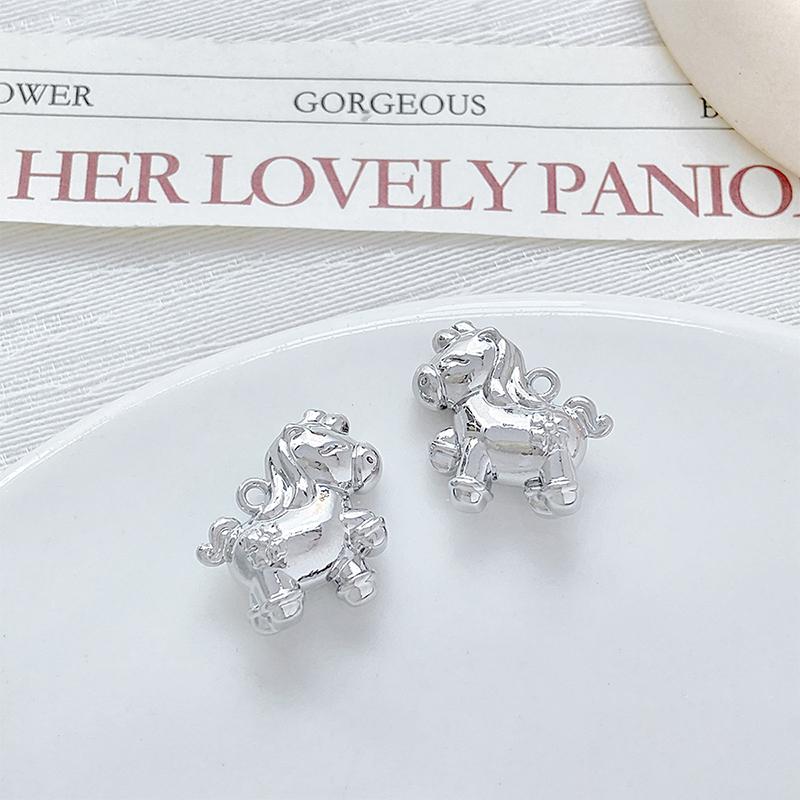 2 шт./лот Подвески-шармы из цинкового сплава с покраской, двухсторонние, в виде лошади, для DIY ожерелья, браслета, серег