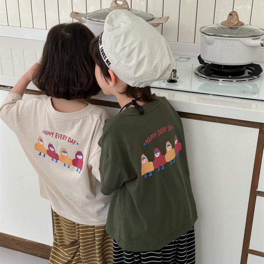 Футболка с мультяшным принтом Jiaye Kids - Коллекция Лето 2025, Короткий рукав, Милые топы унисекс для малышей