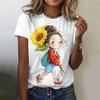 Summer Round Neck 3D Anime Girl Printed Top Fashionable Casual Short Sleeved Women's T-shirts