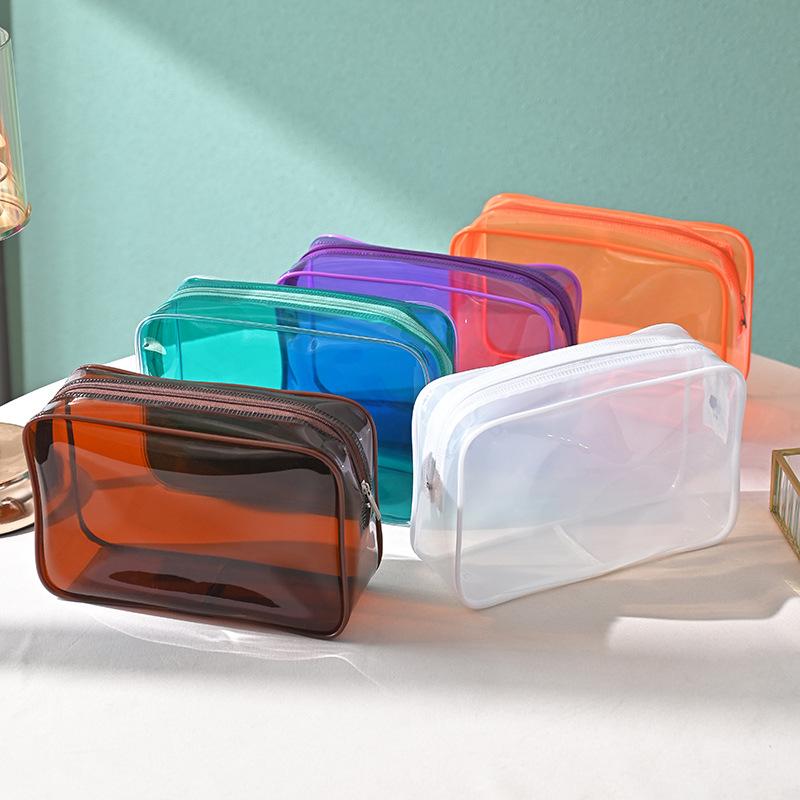 PVC Clear Travel Storage Bag Waterproof Durable Toiletry Makeup Organizer for College Dorm Bathroom Vacation