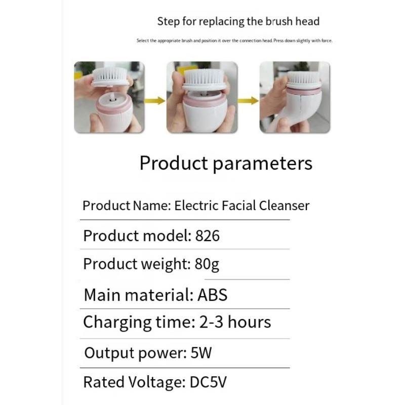 1 комплект Электрическая очищающая щетка Зарядка Бытовая Многофункциональная Вращающаяся Очистка Пор Переносная Водонепроницаемая Щетка для Лица