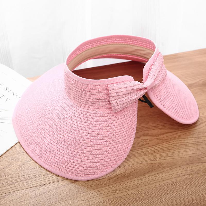 Summer Straw Hat For Women Foldable Wide Large Brim Bowknot Visors Hat Travel Sun Hat Chapeau Femme Beach UV Protection Caps