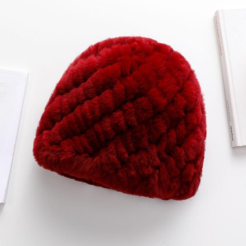 Шарф-шапка из шерсти кролика Рекс, комплект из двух предметов, зимняя женская шапка среднего и пожилого возраста, плетеная эластичная теплая утолщенная шапка из шерсти кролика Рекс