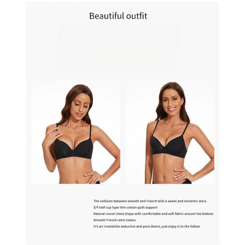 Women Underwear Sexy Deep V Push Up Bras Seamless Comfort Everyday Lingerie Solid Wireless Plus Size B C D E F Cup Brassiere