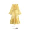 Kaslead New Arrival Women's Clothing Fashion Style Fashion Minimalist Small Floral Chiffon Long Sleeve Dress