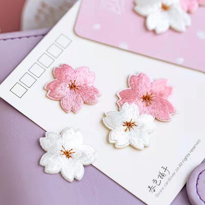 10 шт. розовые и белые цветочные вышивки, железные наклейки для одежды, сумка для одежды, вышивка, аппликации